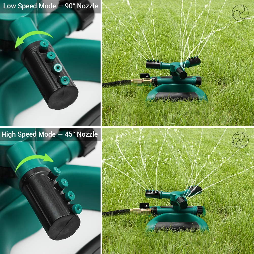 NEX 360 Rotating Lawn Sprinkler- Adjustable Lawn Irrigation System With Three Arm Sprinkler, 12 Built-in Spray Nozzles (NE-PL07-10)