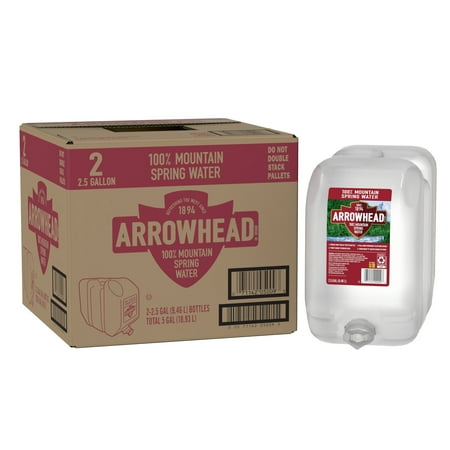 ARROWHEAD Brand 100% Mountain Spring Water, 2.5-gallon plastic jugs (Pack of 2)
