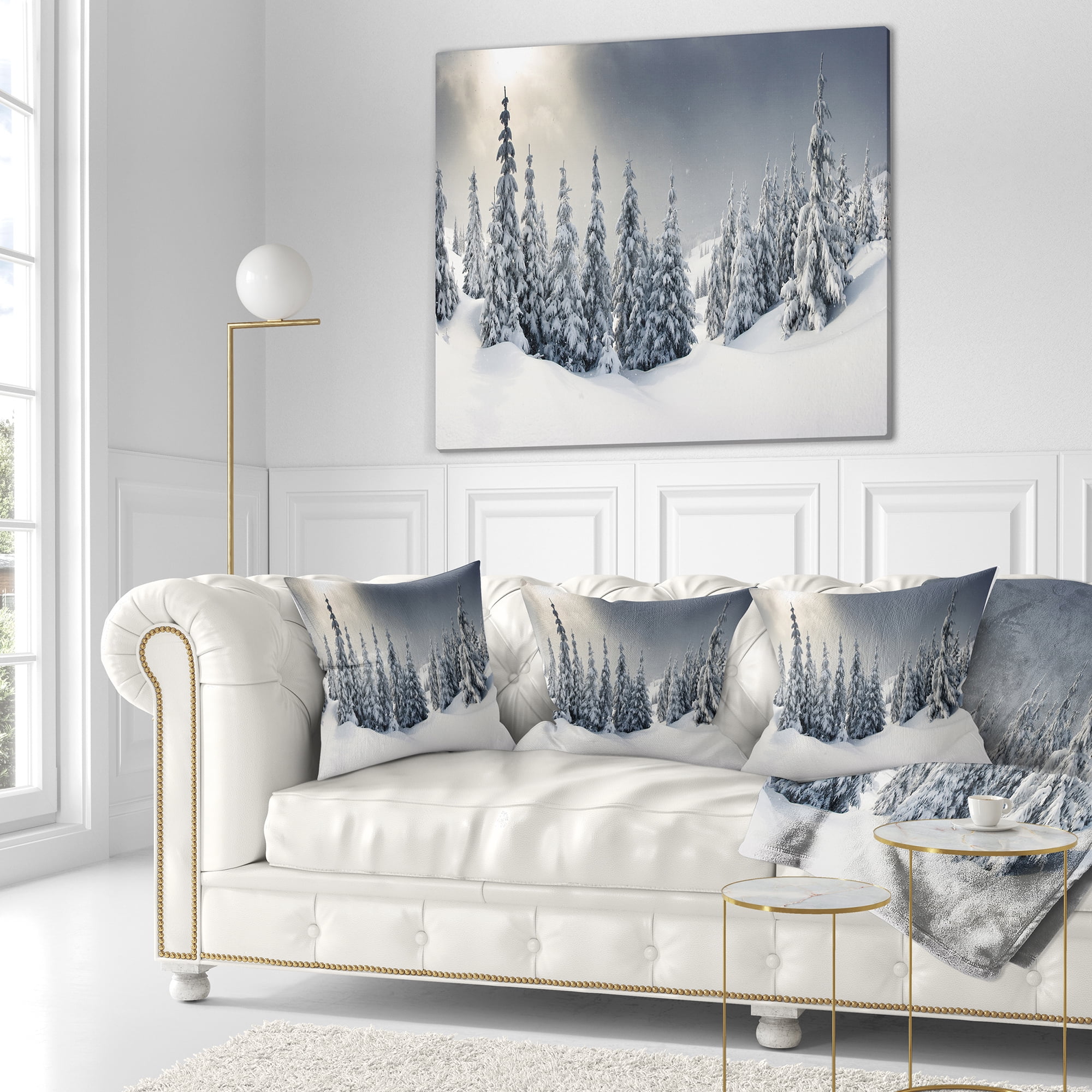 Designart Winter Landscape - Photography Throw Pillow - 18x18