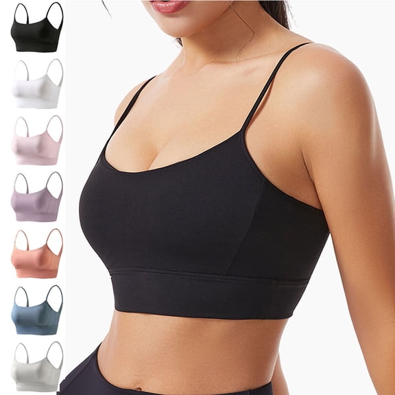 EaskTriop Women's Plus Size Bra, Sports Bras for Women, Wireless Padded Yoga Crop Tank Top Workout Bralette with Built In Bra Seamless