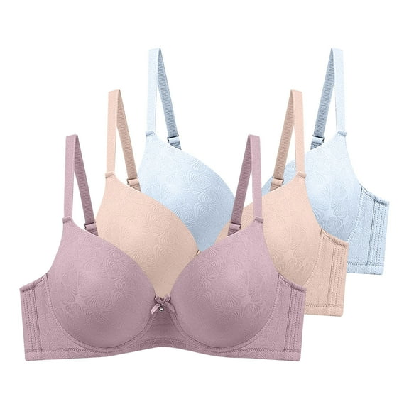 Ohufall Women's Pack of 3 Push Up Bra Seamless Bralettes Everyday Bras Comfort Sleep Bra Full Coverage Bras, 38B/C-48B/C