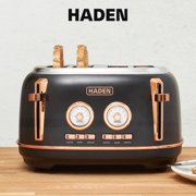 Haden Dorset Electric Water Kettle & 4 Slice Wide Toaster, Black & Copper