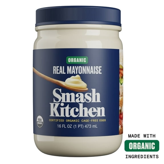 Smash Kitchen Organic Real Mayonnaise, 16 oz Jar, Pack of 2