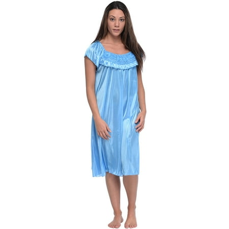 

Casual Nights Women s Cap Sleeve Flower Silky Tricot Nightgown
