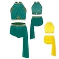 thumbnail image 2 of Doomiva Kids Girls 2-Piece Lyrical Dance Dress Strappy Crisscross Crop Tops with Mesh Briefs Set Ballet Dance Outfits Green 10, 2 of 7