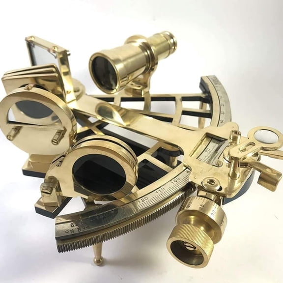Vintage Brass Sextant Working Nautical Astrolabe with Case