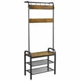 SmileMart 72" Industrial Entryway Hall Tree with Bench and Storage