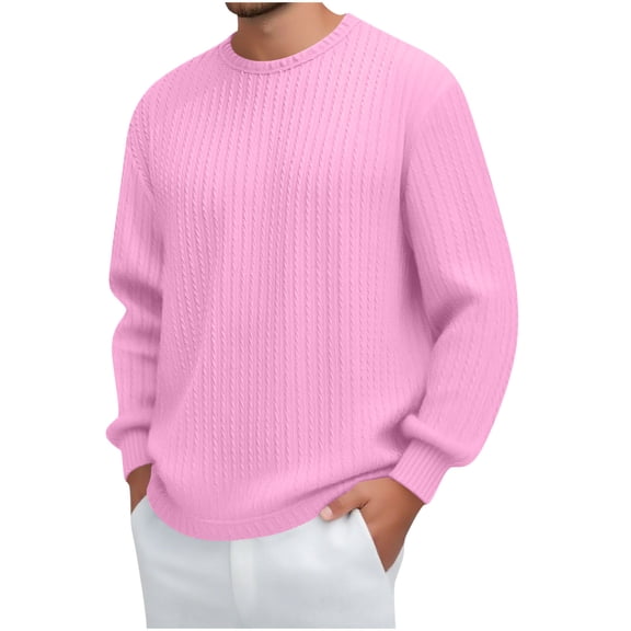hoksml Men's Casual Crewneck Sweatshirt Solid Color Long Sleeve Pullover for Everyday Wear