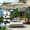 thumbnail image 3 of Autlaycil 15' Market Patio Umbrella and Matching Base with Crank System and 48 Solar Powered LED Lights for Outdoor, Market, Beach, Garden, Yard, Party, Khaki, 3 of 6