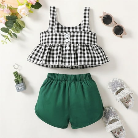 

kpoplk Holiday Baby Girl Outfit Toddler Kid Baby Girls Shorts Set Floral Short Sleeve Top T-Shirt Ripped Denim Shorts Jeans 2Pcs Summer Outfits(Black)