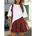 thumbnail image 5 of FEOYA Womens Pleated Skirt School Ladies Uniform Skirt Plaid Mini Skater Skirt Cheer Skirt High Waist Casual Slimming A Line Skirt L, 5 of 7