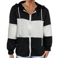 thumbnail image 3 of RongHuan Sweatshirt for Women Color Block Drawstring Lightweight Hoodies Zip Up Long Sleeve Jackets, 3 of 9