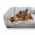 thumbnail image 3 of Harvest Soft Flannel Fleece Blanket, Fall Arrangement with Fruits of the Season in a Cornucopia Bountiful Harvest Corn, Cozy Plush for Indoor and Outdoor Use, 70" x 90", Multicolor, by Ambesonne, 3 of 6