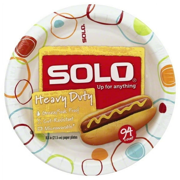 Solo Disposable Paper Plates, 8.5 in., 94 Count