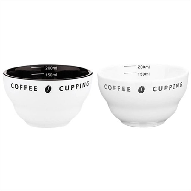 Coffee Cup 200ml Measuring Cup Stackable with Scale Coffee Tasting Bowl Professional Ceramic Coffee Cup Measuring Cup,2 x Coffee Ceramic Measuring Cup,White
