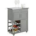 thumbnail image 2 of SoBuy FKW45-HG,Kitchen Storage Serving Trolley Cart with Stainless Steel Worktop,Kitchen Storage Cabinet,Gray, 2 of 6