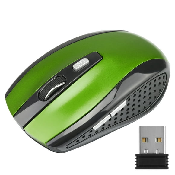 Ratón inalámbrico para juegos, ajustable, DPI, 2.4G, 6 botones, ratón óptico para computadora portátil, color verde Vogacara DN1266-06