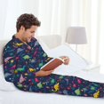 thumbnail image 5 of Bingfone Men's Pajama Set 2 Piece Loungewear PJs, Long Sleeve with Pajama Pants-Dinosaur Flowers, 5 of 7