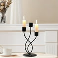 thumbnail image 4 of Candlelight Dinner Decorations Candle Bend 3-Head Metal Candelabra, 9.06 x 3.94 in Centerpiece, Gold or Black Iron Holder for Romantic Table, Wedding, Holiday & Everyday Decor, 4 of 6