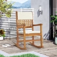 thumbnail image 4 of UBesGoo Acacia Wood Rocking Chair with Gray Foam Cushion for Outdoor Use, Natural Wood Frame, 4 of 7