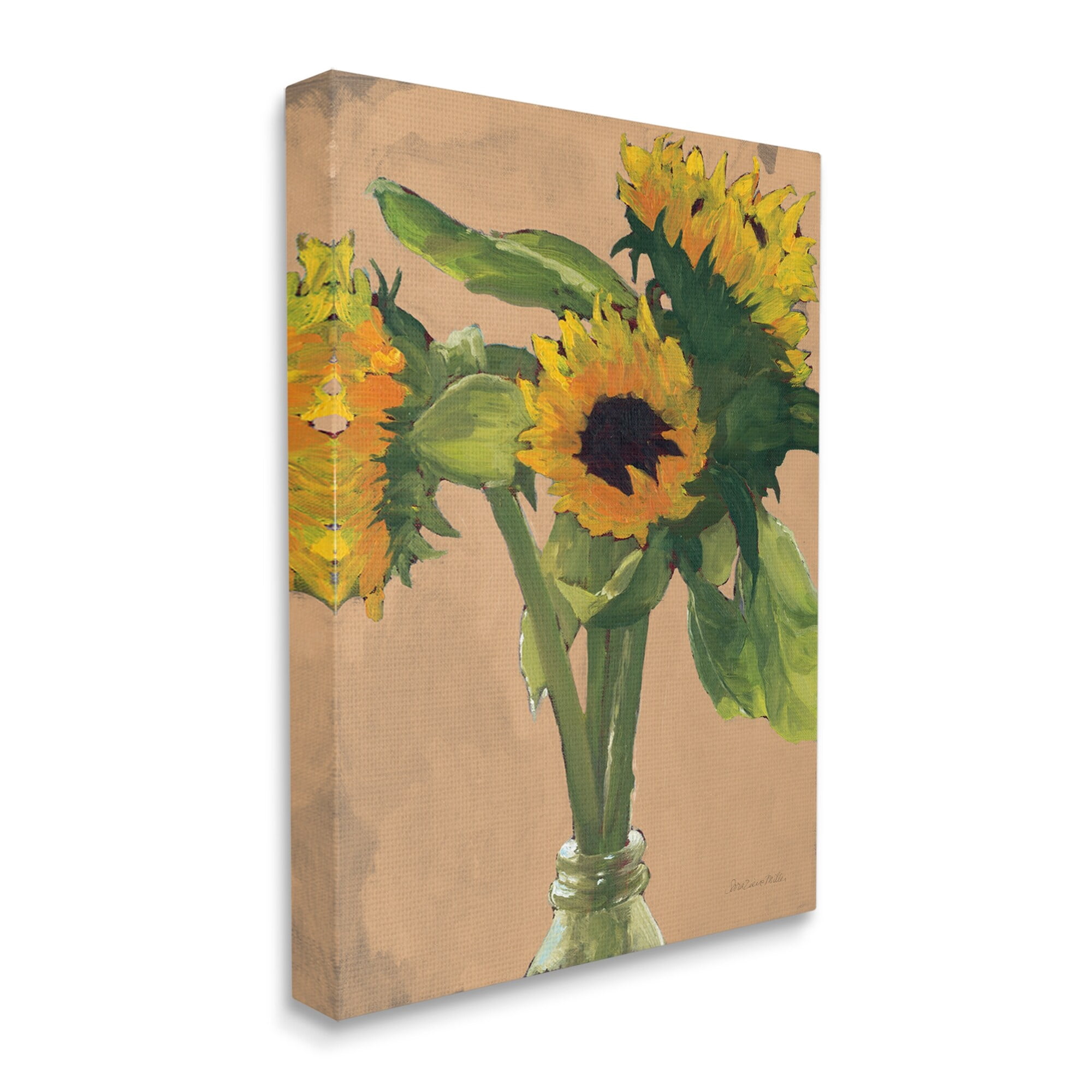Stupell Industries Blushing Sunflower Stalks Flower Vase Glass Bottle, 16 x 20,Design by Sara Zieve Miller