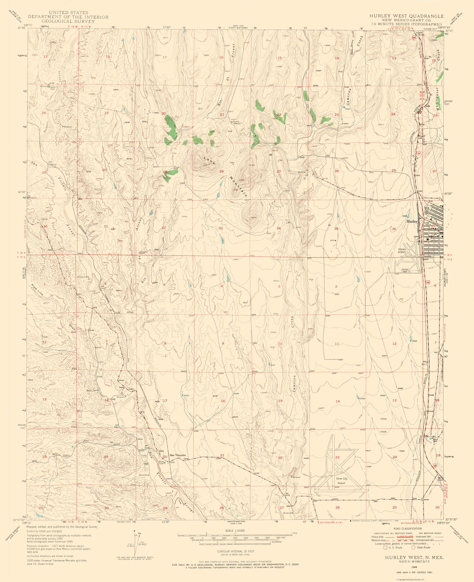 West Hurley New Mexico Quad USGS 1949 23 x 28.25