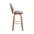 thumbnail image 4 of Arabela 26" Gray Faux Leather and Walnut Wood Swivel Bar Stool, 4 of 10