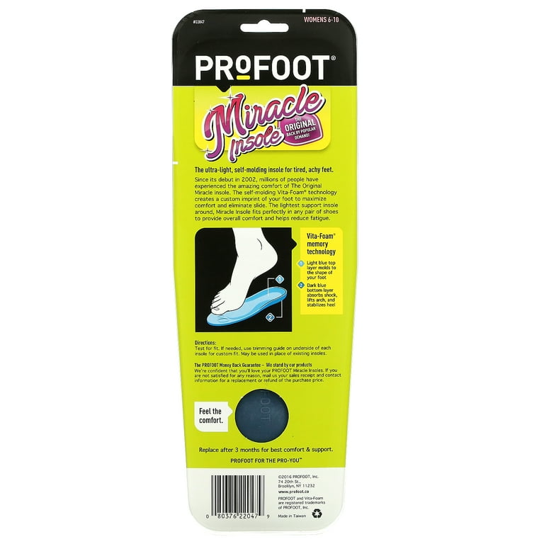 Profoot, Miracle Insole, Womens 6-10, Pair Pack of