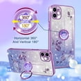 thumbnail image 3 of (3 en 1 para iPhone 12 Funda con purpurina brillante para mujeres y niñas Brillante Chica Brillante Brillo Bling Funda para teléfono Lindas Flores Diseño floral Único con soporte para anillo Bonitas, 3 of 8