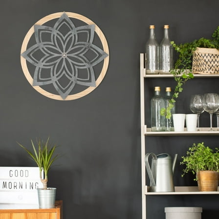 OUNONA Grey Synthetic Wall Art Decoration for Home with Unique Design and Quality 1Pc Round