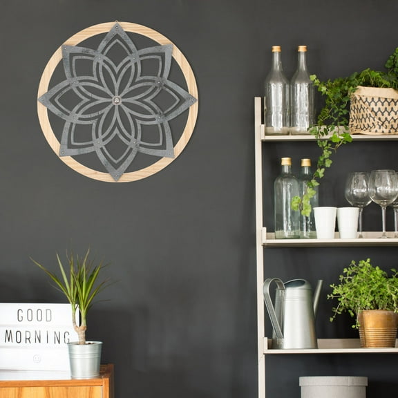 OUNONA Grey Synthetic Wall Art Decoration for Home with Unique Design and Quality 1Pc Round