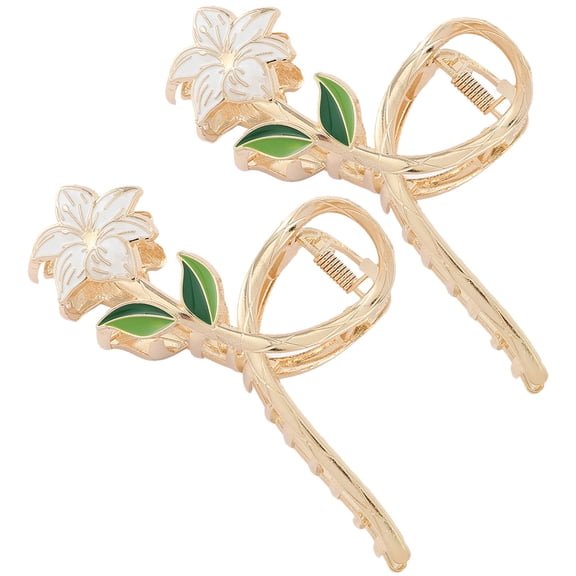 PTOOTP Lily Flower Hair Clips Metal Hair Styling Accessories 2 Pieces for Women and Girls
