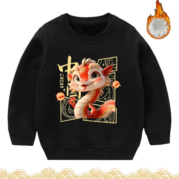 XXWXYD Boys Girls 2025 Chinese New Year 𝖲nake Sweatshirt, Winter Pullover Hoodie Round Neck Cozy Celebration Kids Outfit