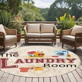 thumbnail image 5 of 8ft Round Rug, Laundry Room Non-Skid Rubber Backing Large Area Rugs - Living Room Bedroom Home Office, Rustic Farmhouse Washing Machine Clothes Indoor Floor Mat Carpets Washable Rug, 5 of 9