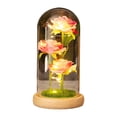 thumbnail image 2 of LED Light Eternal Rose Pink Flowers Christmas Gift Wooden Base Mother‘s Day Glass Dome, 2 of 12