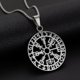 thumbnail image 1 of Vegvisir Viking Rune Necklace Stainless Steel For Men Fashion Silver Color Lucky Amulet Round Pendant Jewelry Gift, 1 of 5