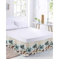 thumbnail image 2 of Spring Floral Bed Skirt King Size, Teal Tulip Vintage Botanical Summer Wrap Around Bed Skirting with Adjustable Elastic Strap, Dust Ruffled Pleated Bedskirts 18 Inch Drop for Bedroom King Beds, 2 of 9