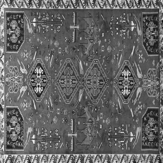 Ahgly Company Indoor Square Persian Gray Traditional Area Rugs, 8' Square