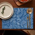 thumbnail image 5 of Blue Pioneer Flower and Paisley Pattern Summer Placemats Table Placemats Set Of 4-Linen Kitchen Washable Placemats Table Mats 11.8"x17.7" Non-Slip Heat Resistant, 5 of 6