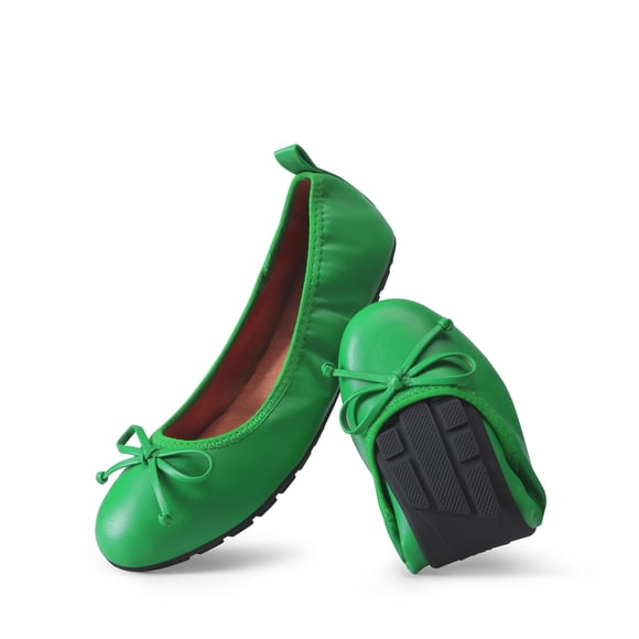 DREAM PAIRS Bailarinas Plegables para Mujer con Lazo Verde Talla 7