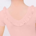 thumbnail image 4 of BFHHYA Girls Ballet Leotards Round Neck Ruffle Trim Short Sleeve Ballet Dance Solid Color Bodysuits for Girls 3-15 Years, 4 of 4