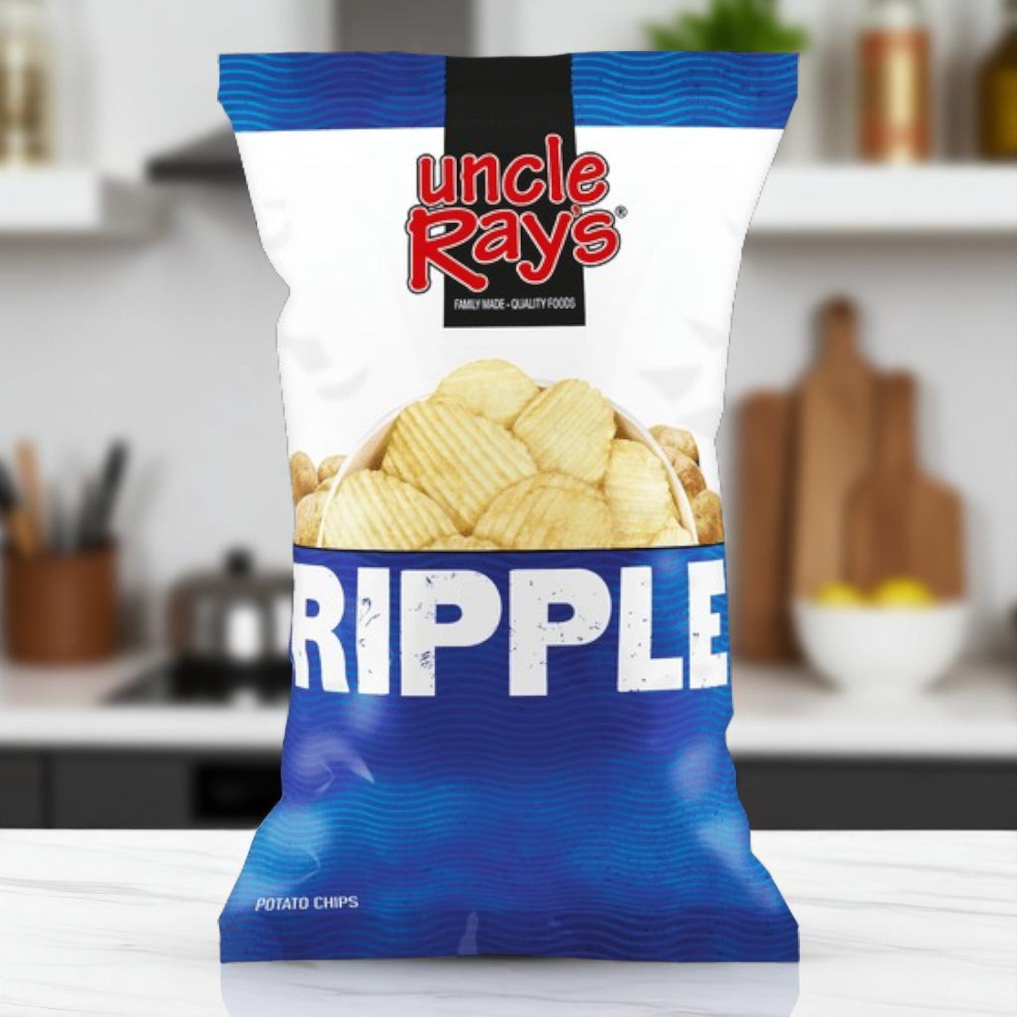 (4 pack) Uncle Rays Ripple Potato Chips, 4.5 oz
