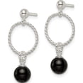 thumbnail image 2 of Sterling Silver Polished Onyx In Circle Dangle Post Earrings (26 X 12.25) Made Thailand qe16071, 2 of 5