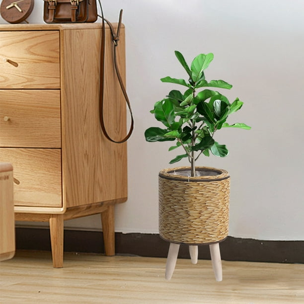 Maceta triangular de plástico tejido de imitación de ratán para flores, soporte para plantas de escritorio para interiores, ligera, duradera, fácil de limpiar, contenedor de almacenamiento mul