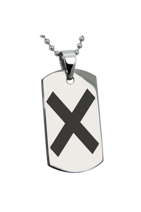 Stainless Steel Niwa Samurai Crest Engraved Dog Tag Pendant Necklace
