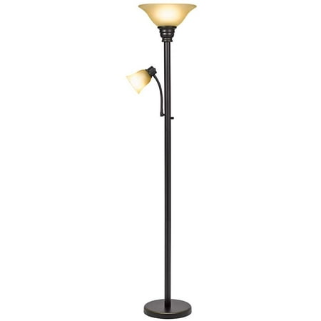 Traditional Metal Torchiere Living Room Floor Lamp With Reading Light And Glass Shades 71 Bronze Canada Traditional Metal Torchiere Living Room, Torchiere Floor Lamp Bronze