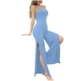 thumbnail image 2 of Taylonsss Womens Sleeveless Jumpsuit Pajamas Round Neck Tank Top Long Pants Solid Color Comfortable Sleepwear, 2 of 4