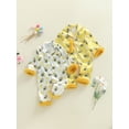 thumbnail image 3 of RUINIXCW Toddler Baby Girl Silk Stain Pajamas Newborn Infant Baby Girls Bee Flower Romper One Piece Spring Fall Sleepwear Fuzzy Trim Long Sleeve Button Up Jumpsuit Homewear, 3 of 9