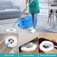 thumbnail image 5 of Spin Mop and Bucket with Wringer Set On Wheels, 360° Spinning Mop Bucket System for Floor Cleaning, 3 Microfiber Mop Replacement Head Refills, 61" Stainless Steel Adjustable Handle for Home Blue, 5 of 7