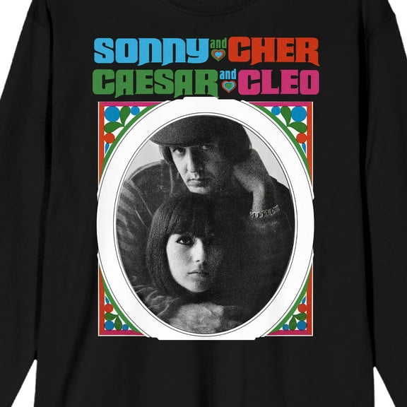 Sonny & Cher B&W Framed Image Men's Black Long Sleeve Tee-3XL